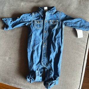 Darling denim onesie with tags. Size 6m
